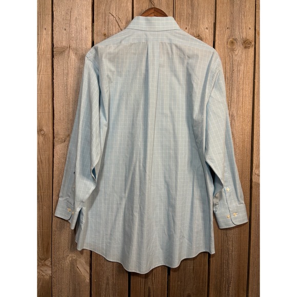 Brooks Brothers 1818 Regent Dress Shirt Mens 17 2/3 Blue White MicroCheck Cotton - Picture 3 of 10
